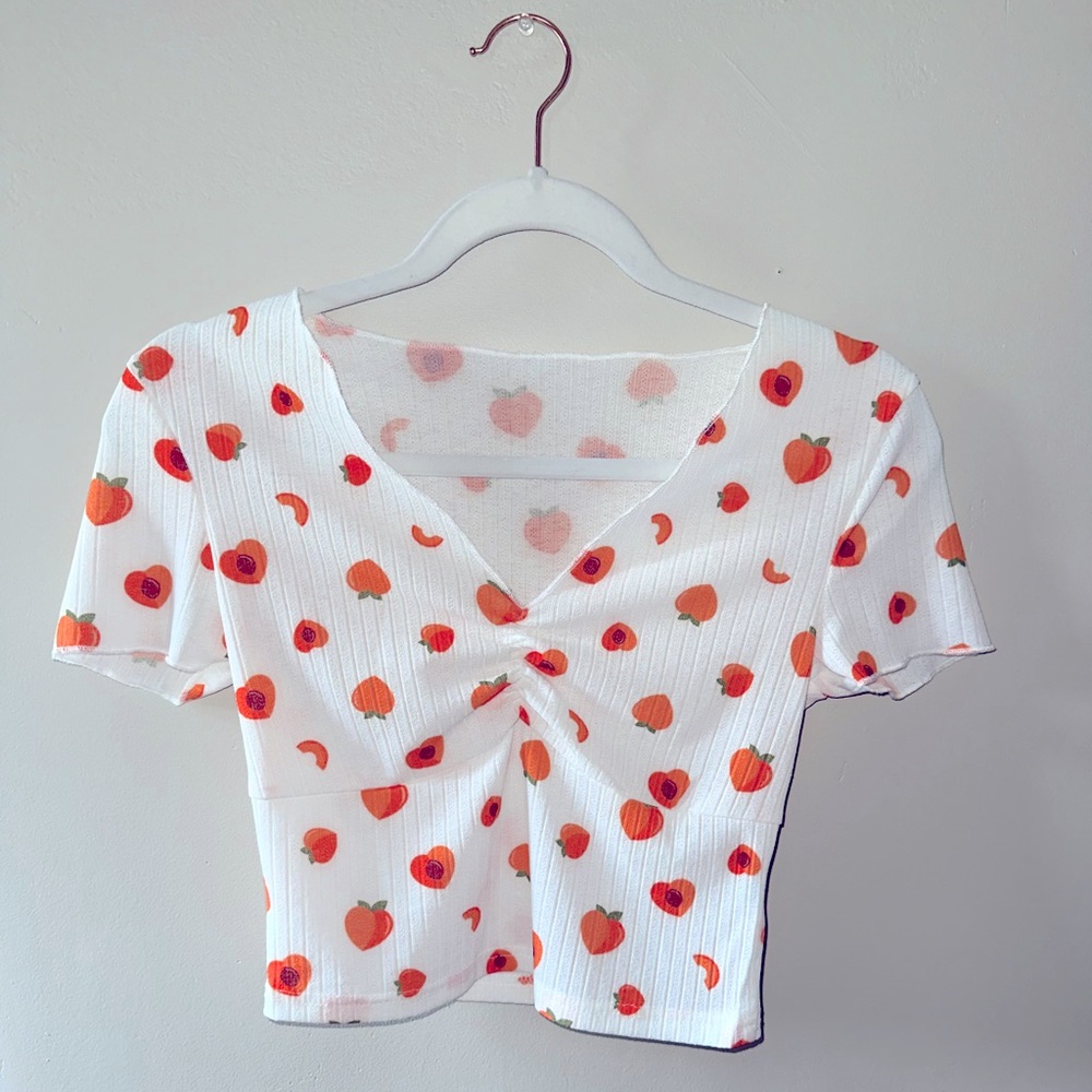 Peach Print Ribbed Tee - Picture 3 of 7